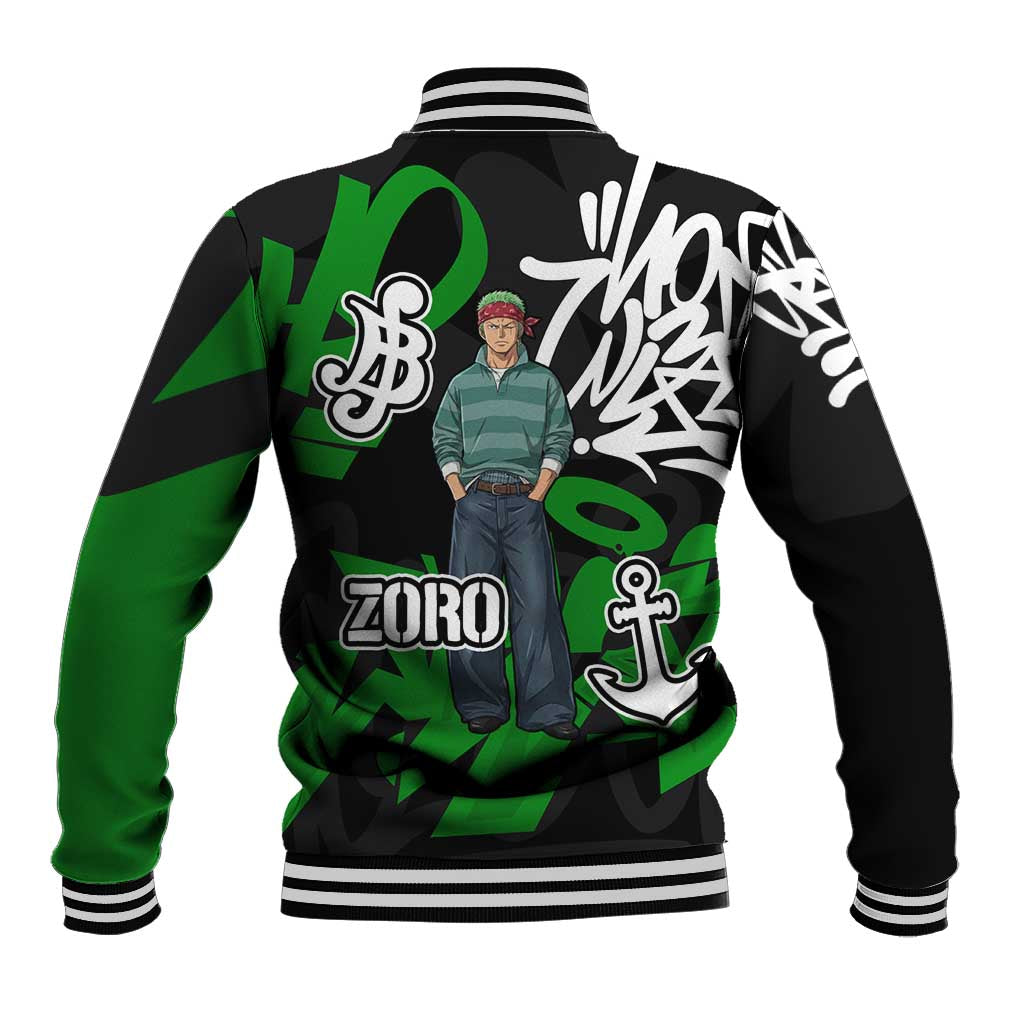 Roronoa Zoro One Piece Baseball Jacket Graffiti Street Art Anime Collage