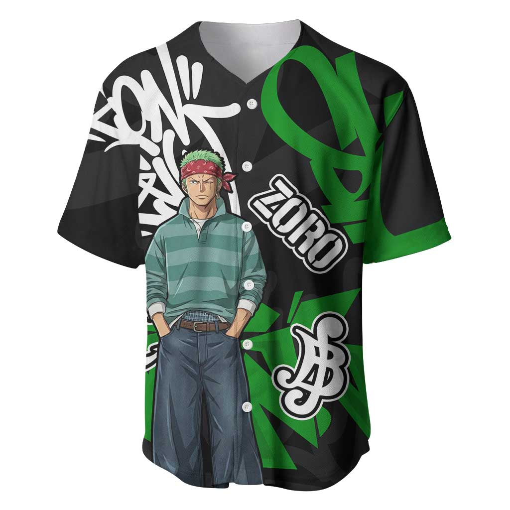 Roronoa Zoro One Piece Baseball Jersey Graffiti Street Art Anime Collage