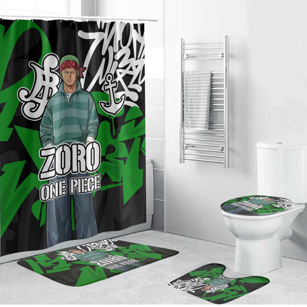 Roronoa Zoro One Piece Bathroom Set Graffiti Street Art Anime Collage