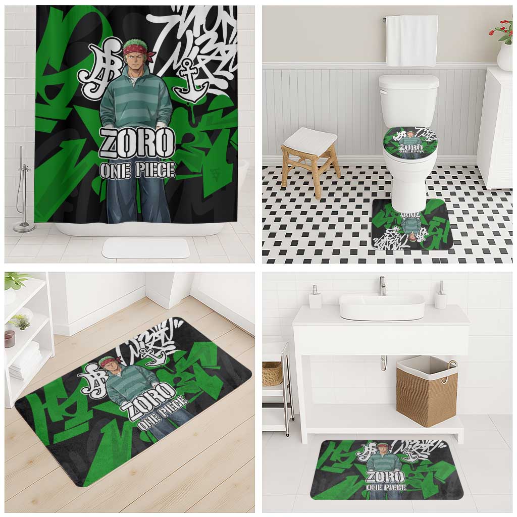 Roronoa Zoro One Piece Bathroom Set Graffiti Street Art Anime Collage