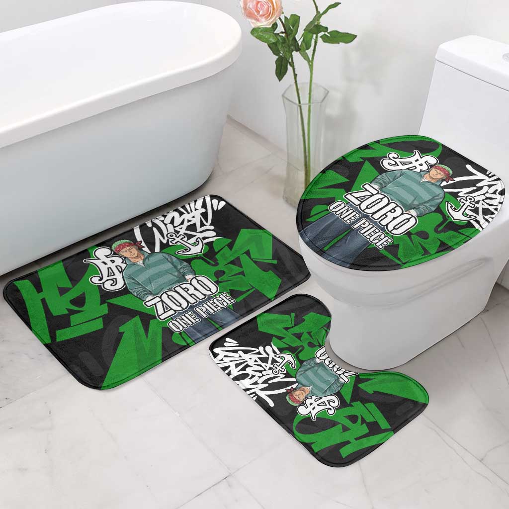 Roronoa Zoro One Piece Bathroom Set Graffiti Street Art Anime Collage