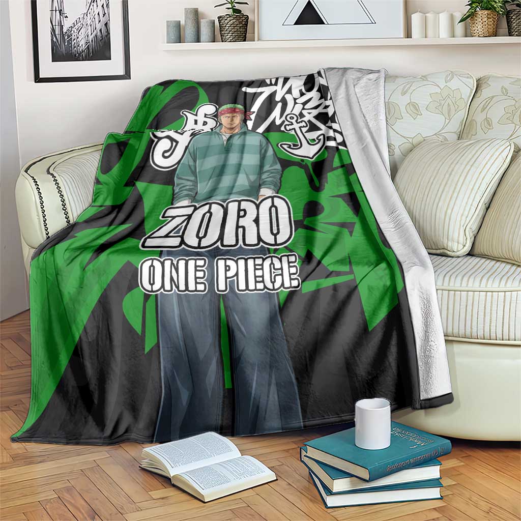 Roronoa Zoro One Piece Blanket Graffiti Street Art Anime Collage