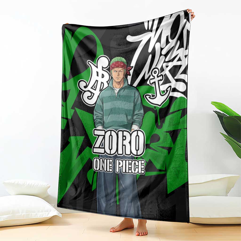 Roronoa Zoro One Piece Blanket Graffiti Street Art Anime Collage