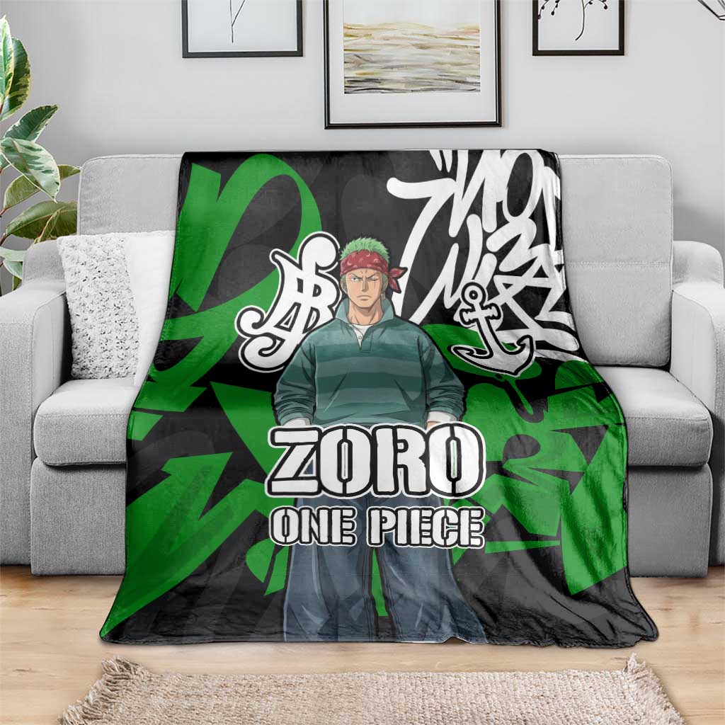 Roronoa Zoro One Piece Blanket Graffiti Street Art Anime Collage