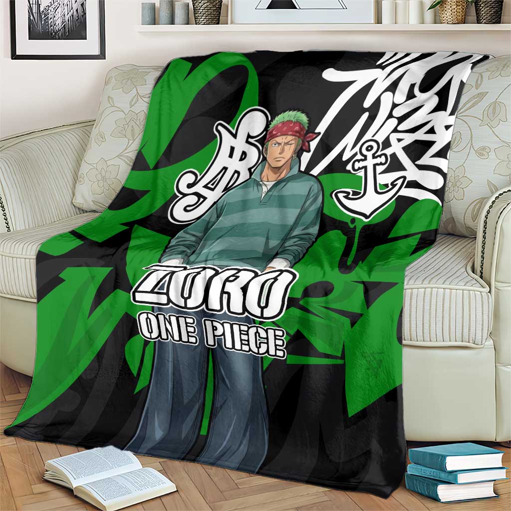 Roronoa Zoro One Piece Blanket Graffiti Street Art Anime Collage