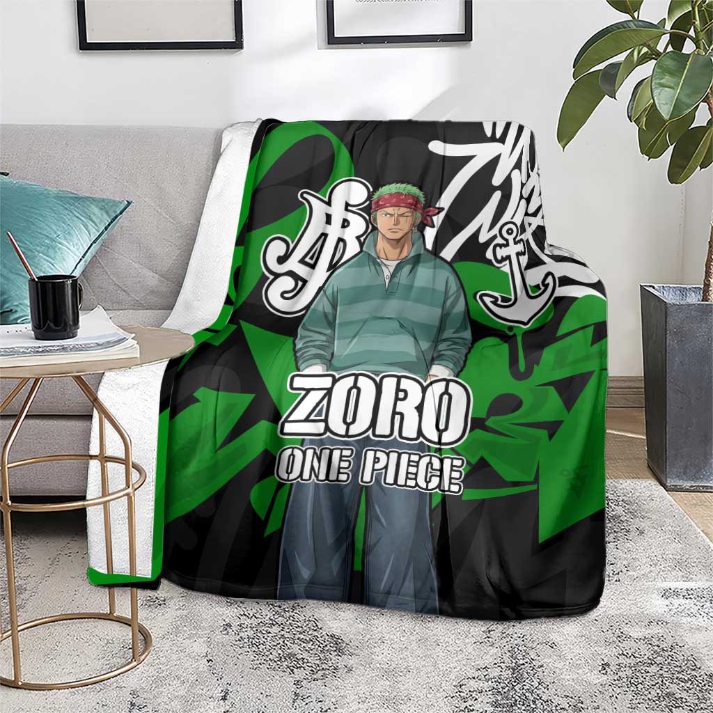 Roronoa Zoro One Piece Blanket Graffiti Street Art Anime Collage