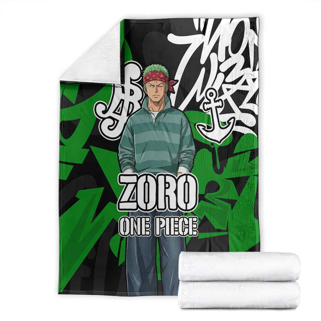 Roronoa Zoro One Piece Blanket Graffiti Street Art Anime Collage