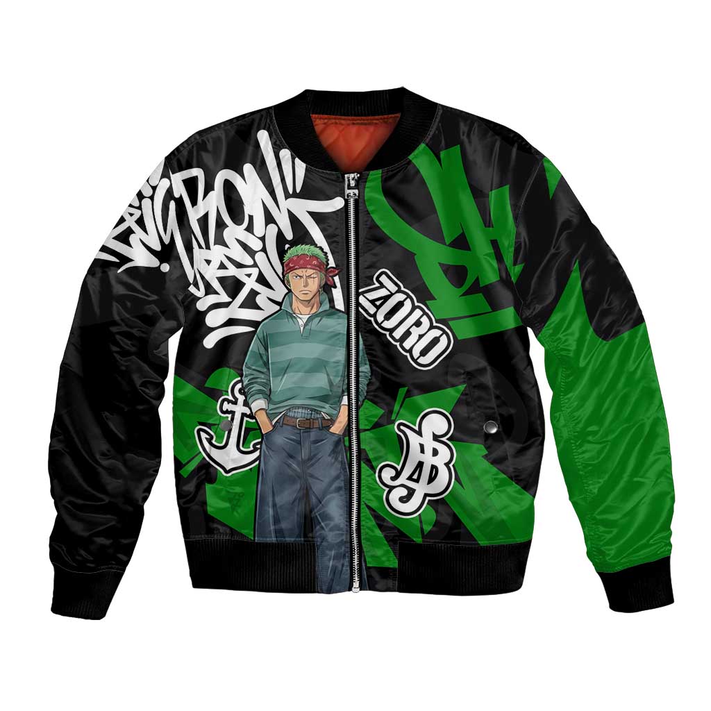 Roronoa Zoro One Piece Bomber Jacket Graffiti Street Art Anime Collage