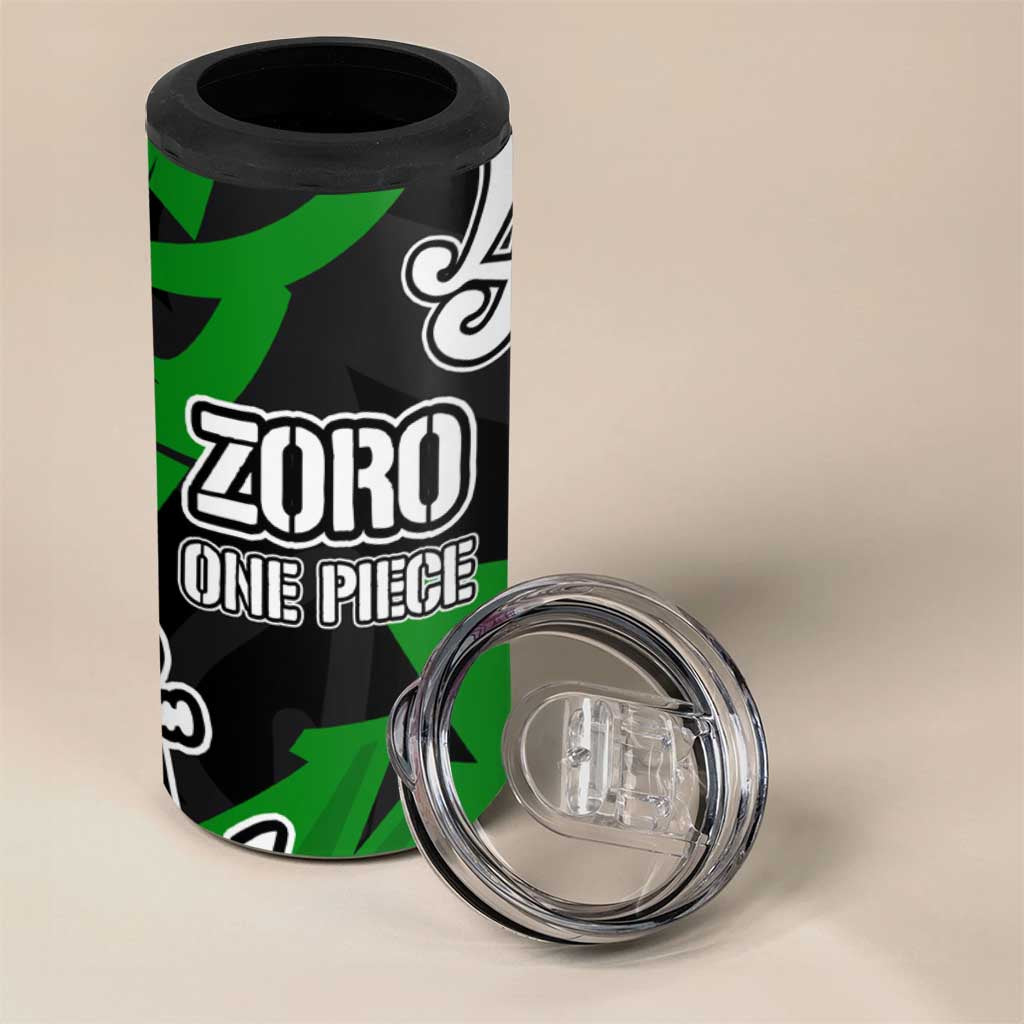 Roronoa Zoro One Piece 4 in 1 Can Cooler Tumbler Graffiti Street Art Anime Collage