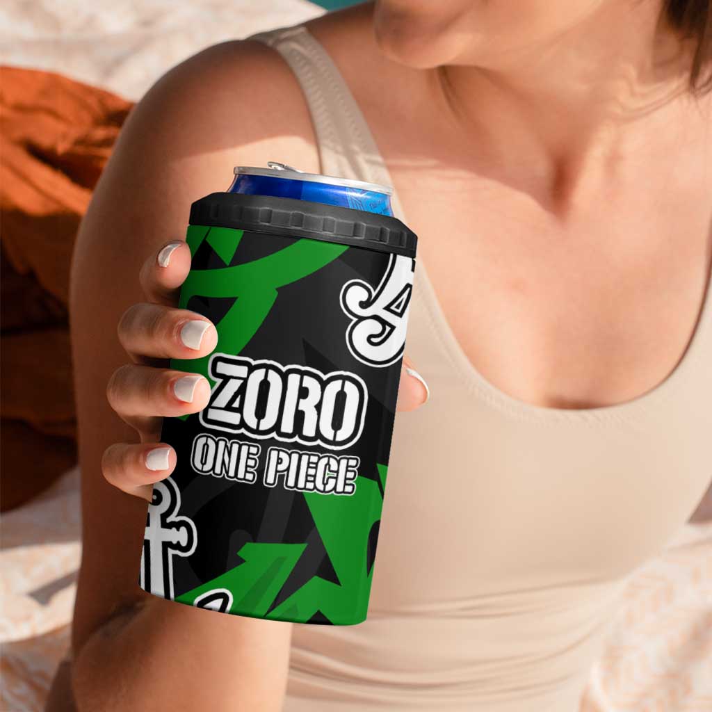 Roronoa Zoro One Piece 4 in 1 Can Cooler Tumbler Graffiti Street Art Anime Collage