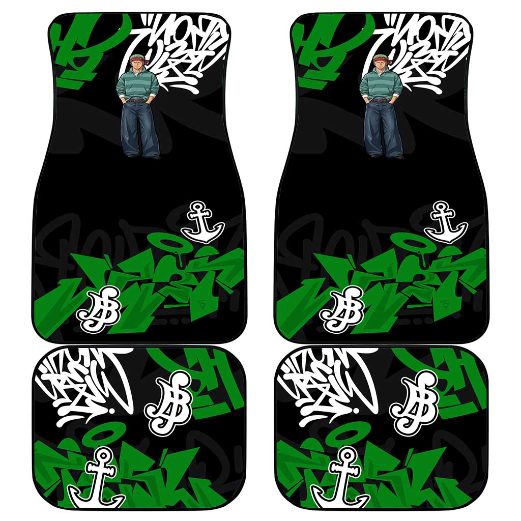 Roronoa Zoro One Piece Car Mats Graffiti Street Art Anime Collage