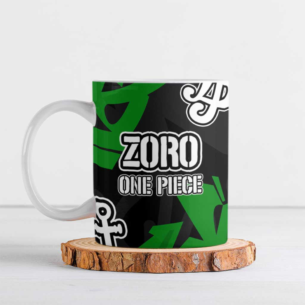Roronoa Zoro One Piece Ceramic Mug Graffiti Street Art Anime Collage