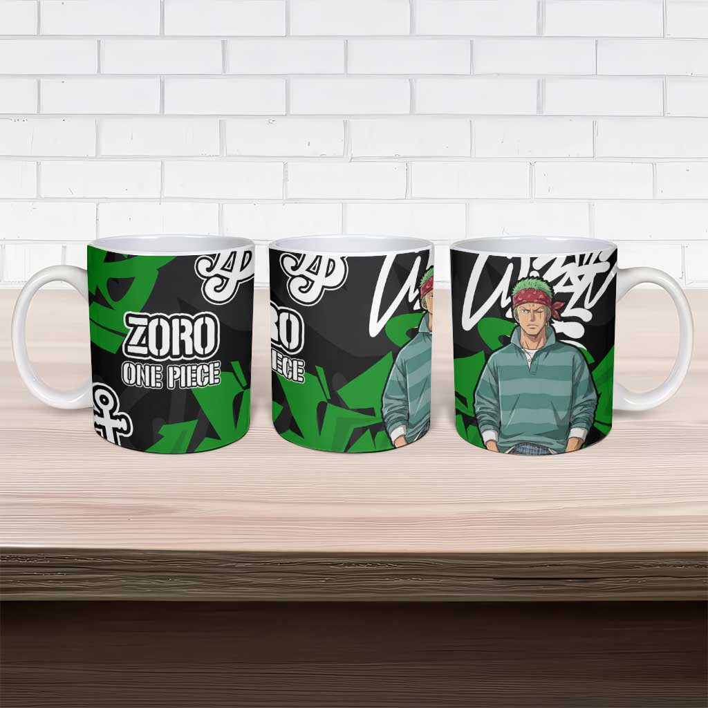 Roronoa Zoro One Piece Ceramic Mug Graffiti Street Art Anime Collage