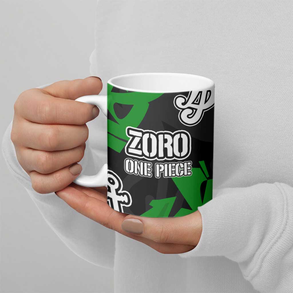 Roronoa Zoro One Piece Ceramic Mug Graffiti Street Art Anime Collage