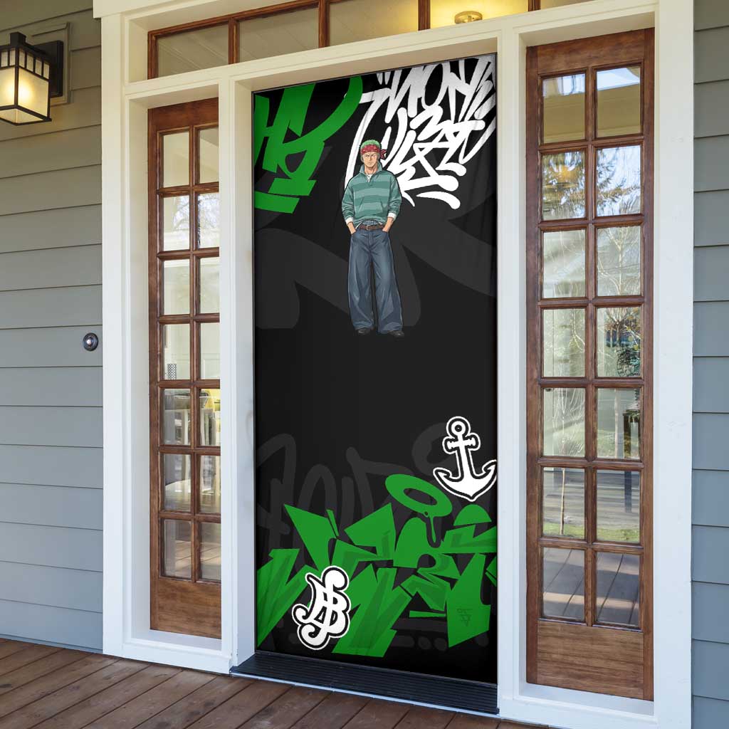 Roronoa Zoro One Piece Door Cover Graffiti Street Art Anime Collage