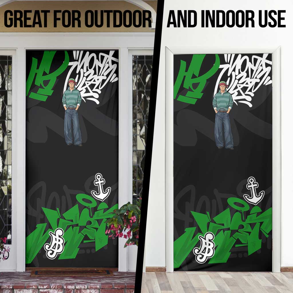 Roronoa Zoro One Piece Door Cover Graffiti Street Art Anime Collage