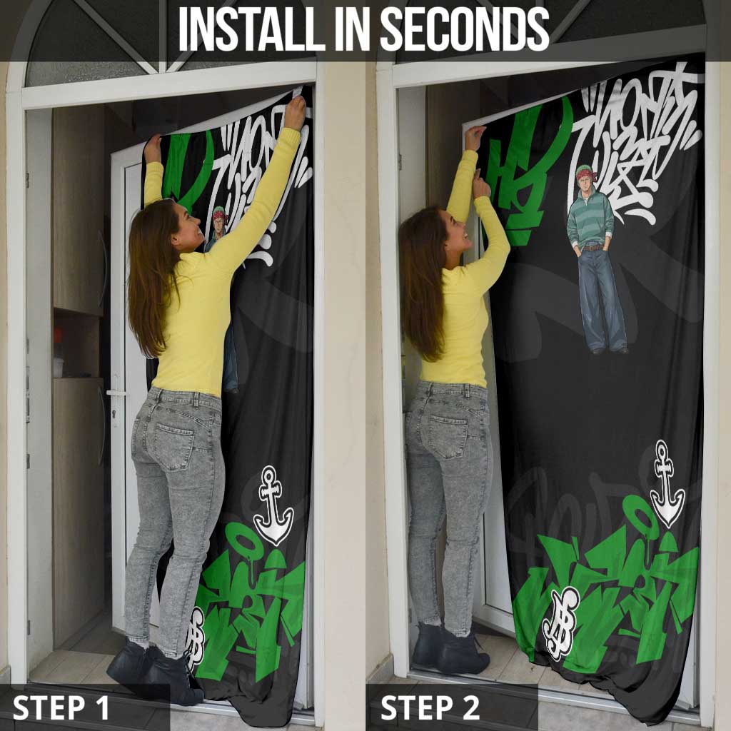 Roronoa Zoro One Piece Door Cover Graffiti Street Art Anime Collage