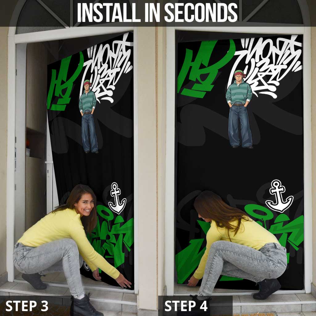 Roronoa Zoro One Piece Door Cover Graffiti Street Art Anime Collage