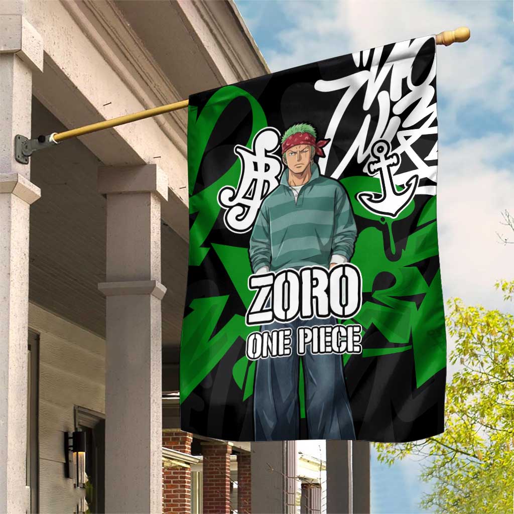 Roronoa Zoro One Piece Garden Flag Graffiti Street Art Anime Collage