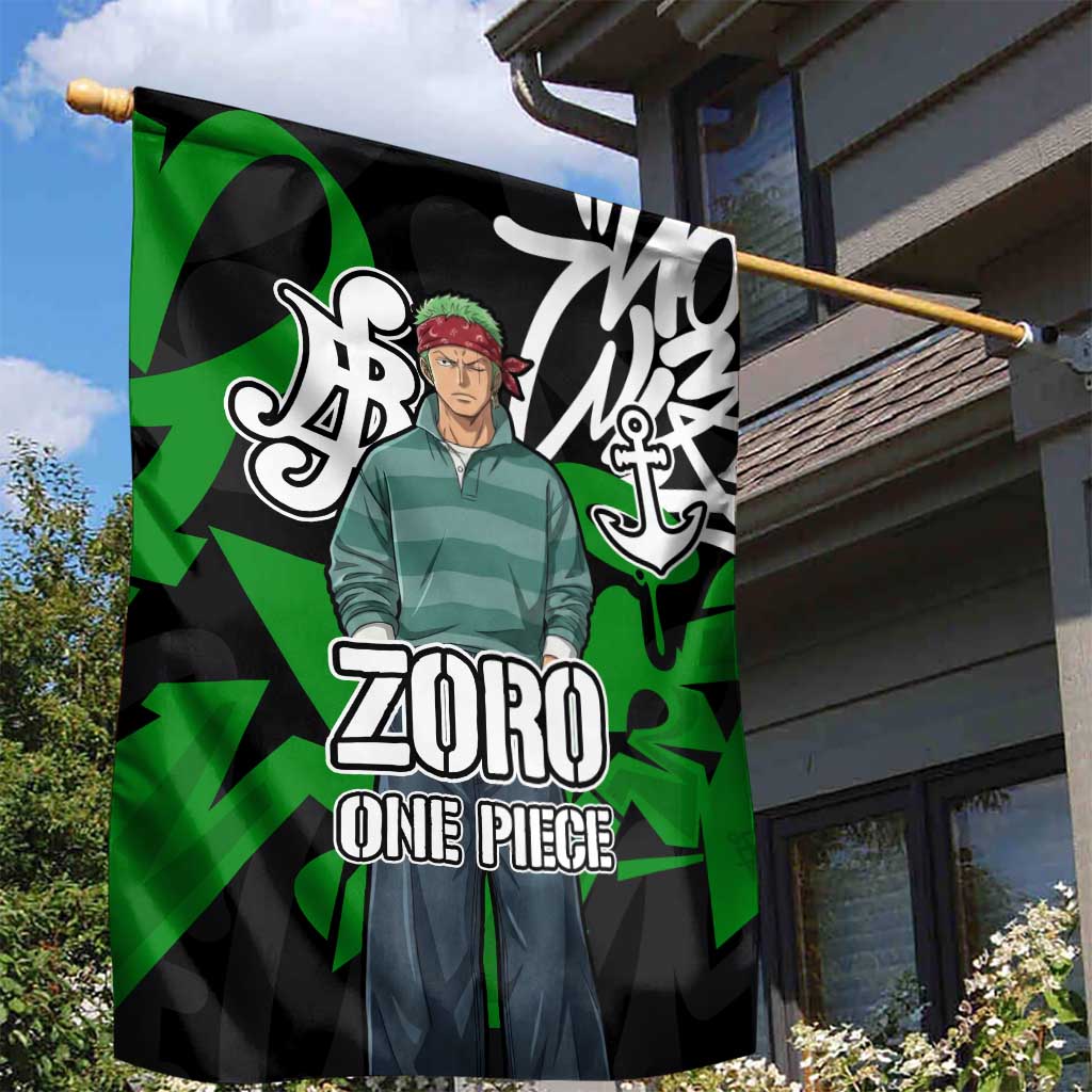 Roronoa Zoro One Piece Garden Flag Graffiti Street Art Anime Collage