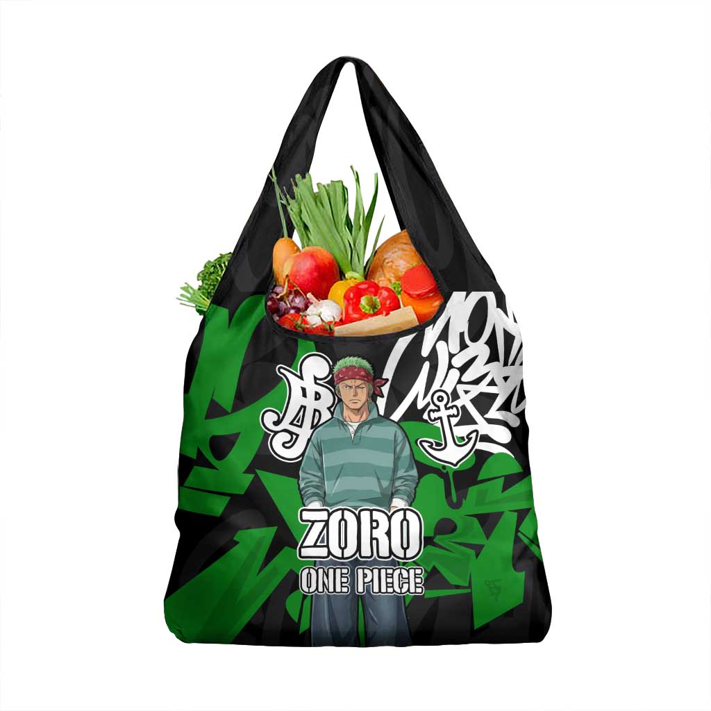 Roronoa Zoro One Piece Grocery Bag Graffiti Street Art Anime Collage