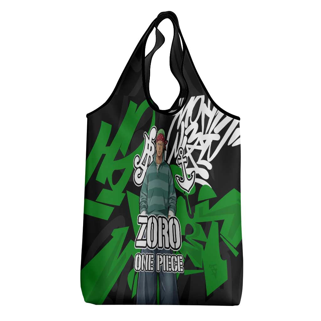 Roronoa Zoro One Piece Grocery Bag Graffiti Street Art Anime Collage