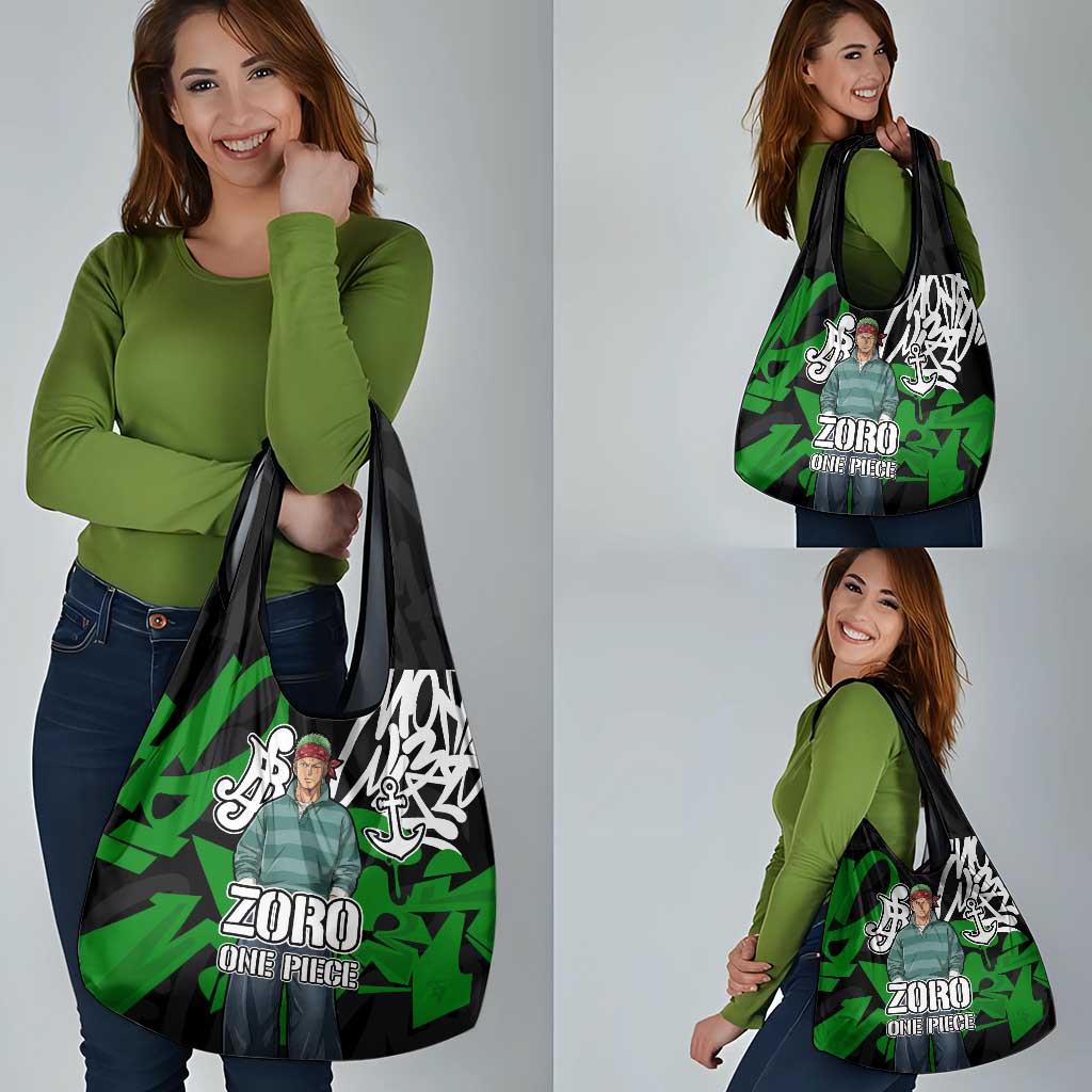 Roronoa Zoro One Piece Grocery Bag Graffiti Street Art Anime Collage