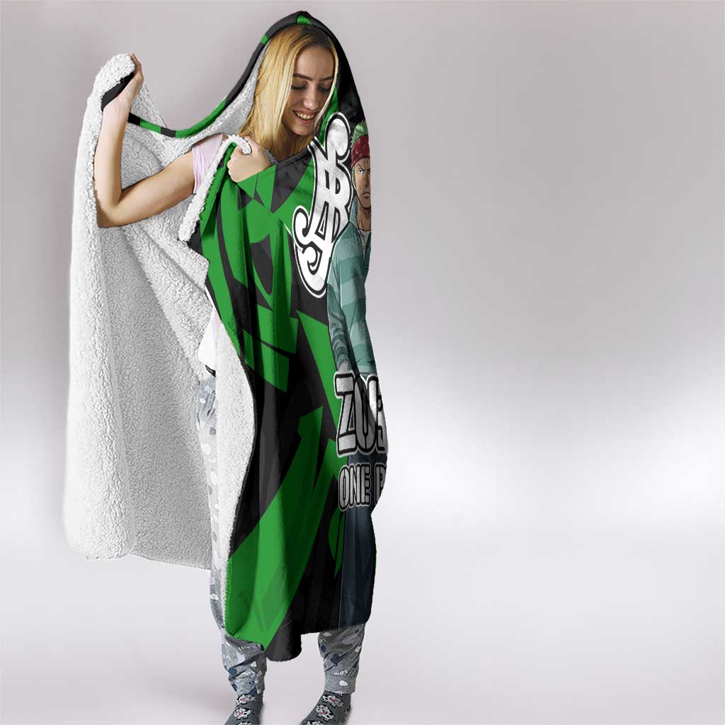 Roronoa Zoro One Piece Hooded Blanket Graffiti Street Art Anime Collage