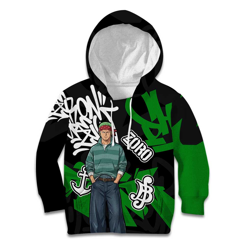 Roronoa Zoro One Piece Kid Hoodie Graffiti Street Art Anime Collage