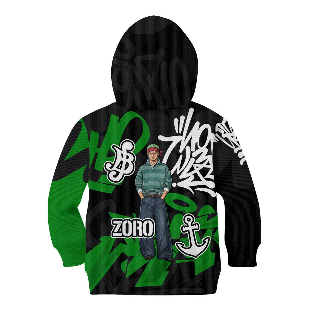 Roronoa Zoro One Piece Kid Hoodie Graffiti Street Art Anime Collage