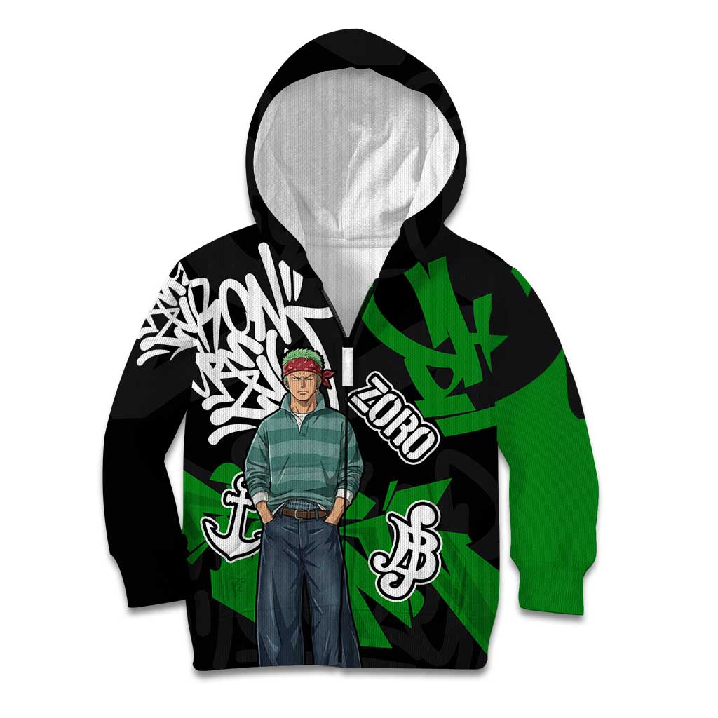 Roronoa Zoro One Piece Kid Hoodie Graffiti Street Art Anime Collage