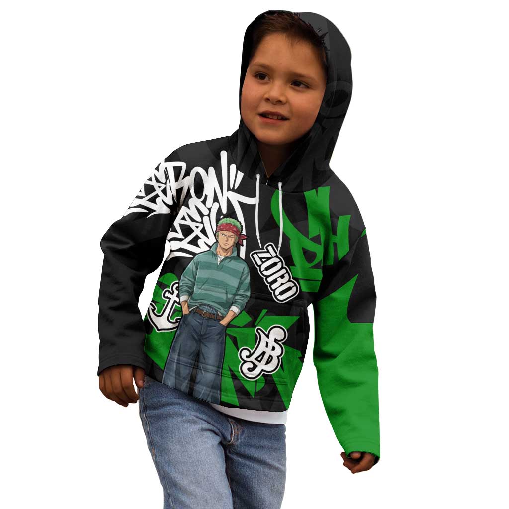 Roronoa Zoro One Piece Kid Hoodie Graffiti Street Art Anime Collage