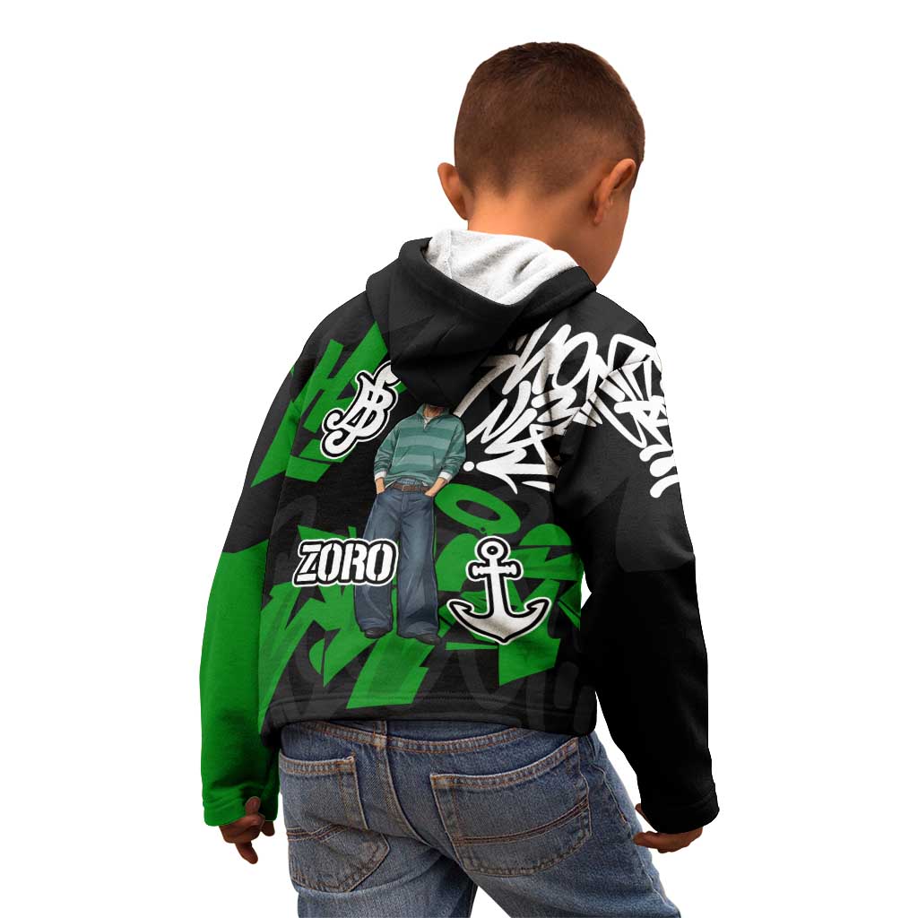 Roronoa Zoro One Piece Kid Hoodie Graffiti Street Art Anime Collage
