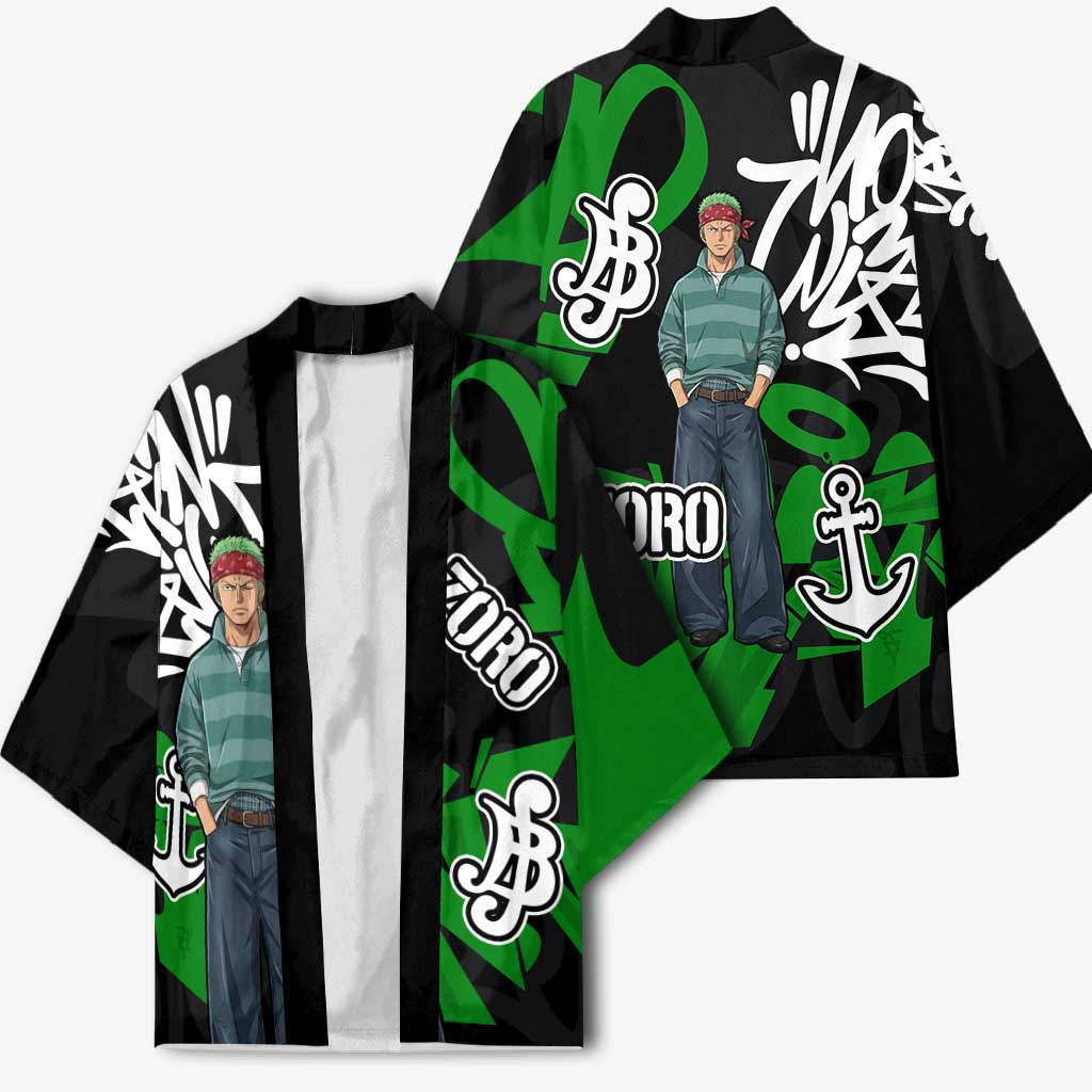 Roronoa Zoro One Piece Kimono Graffiti Street Art Anime Collage