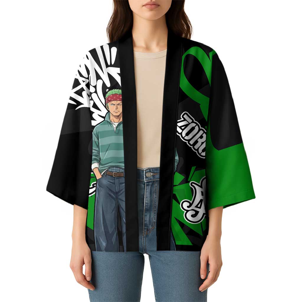 Roronoa Zoro One Piece Kimono Graffiti Street Art Anime Collage