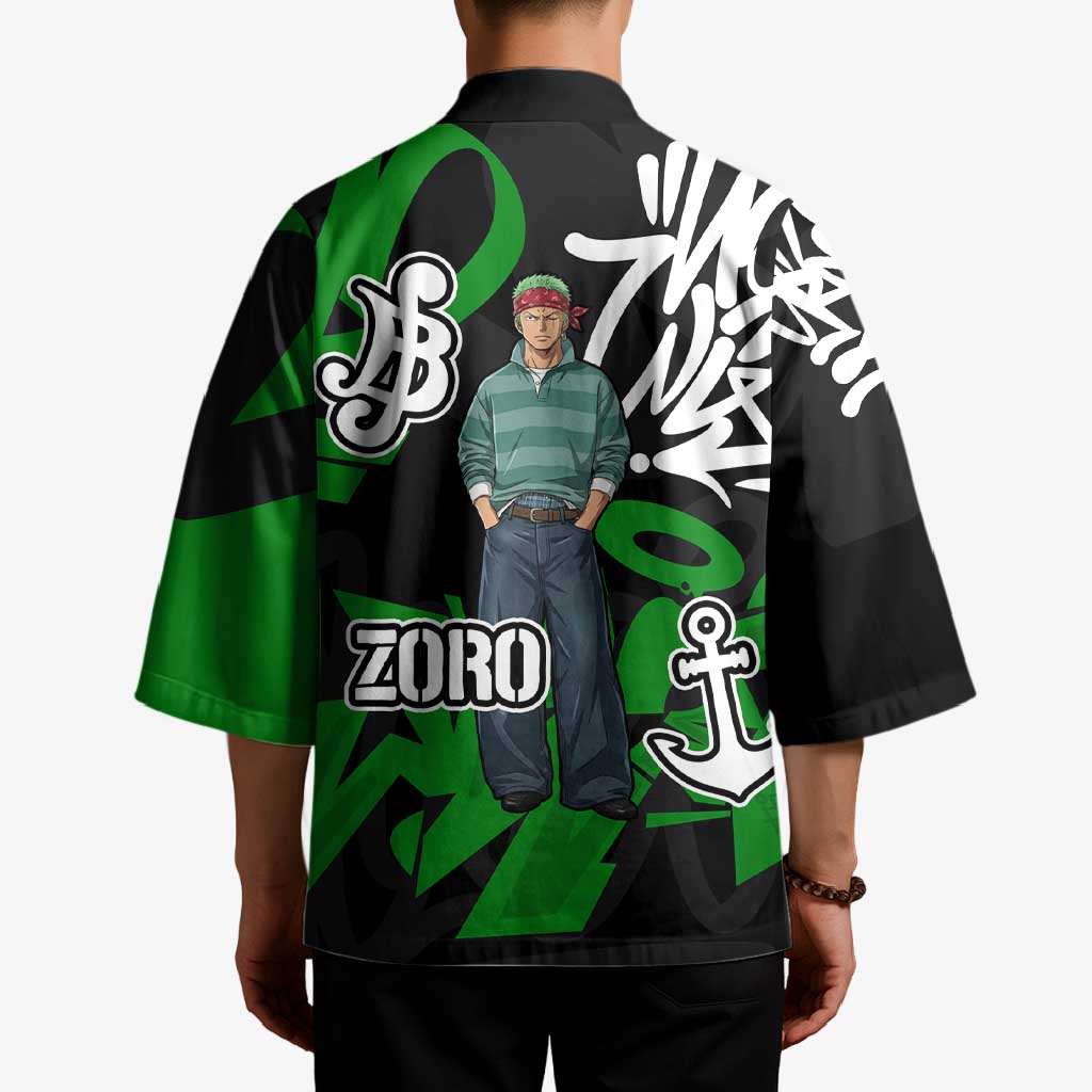 Roronoa Zoro One Piece Kimono Graffiti Street Art Anime Collage