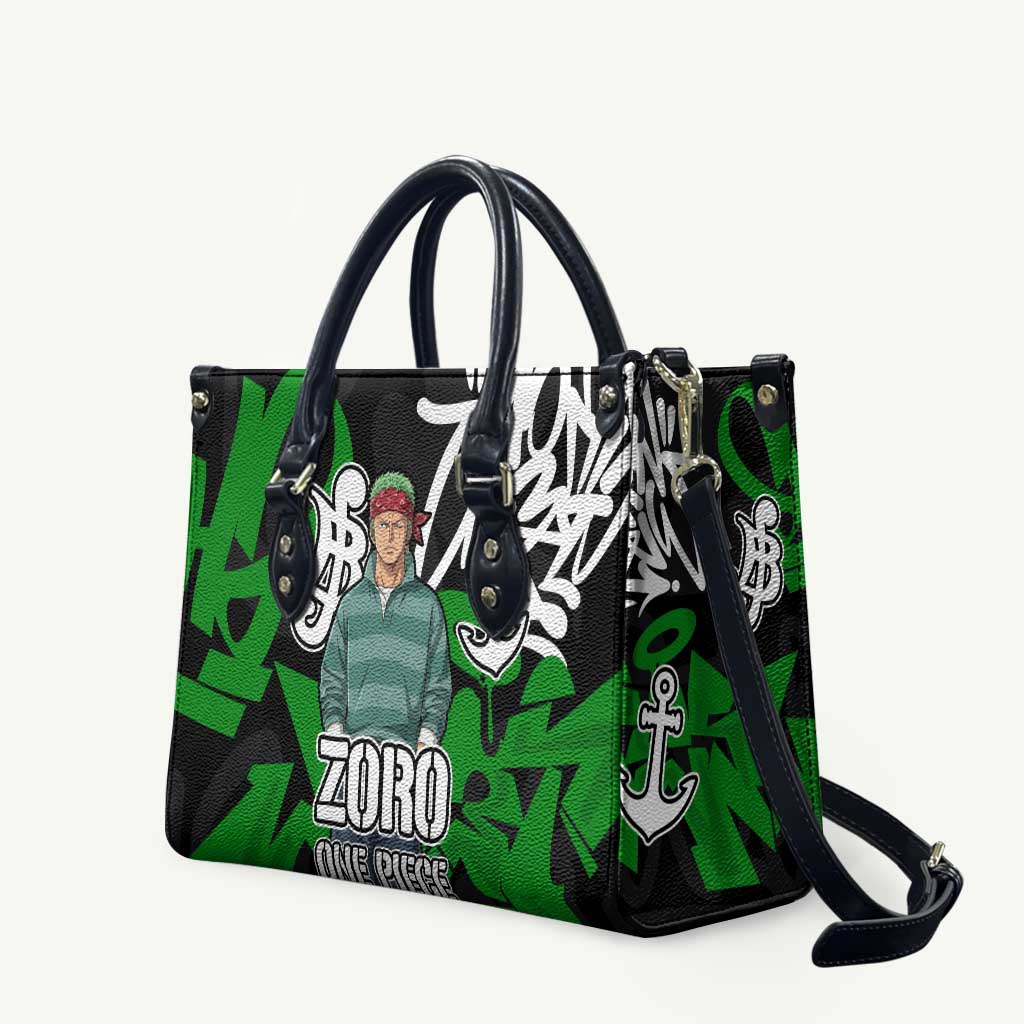 Roronoa Zoro One Piece Leather Bag Graffiti Street Art Anime Collage
