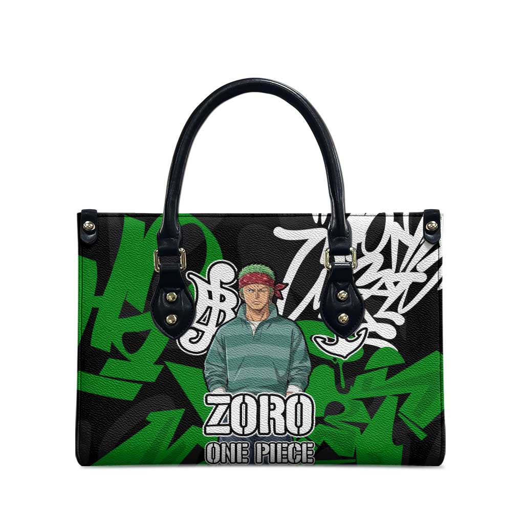 Roronoa Zoro One Piece Leather Bag Graffiti Street Art Anime Collage