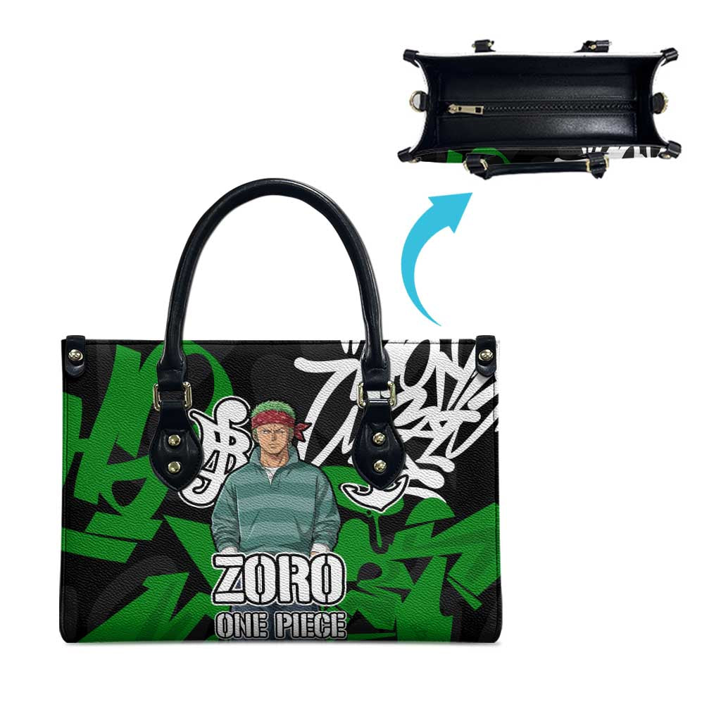Roronoa Zoro One Piece Leather Bag Graffiti Street Art Anime Collage