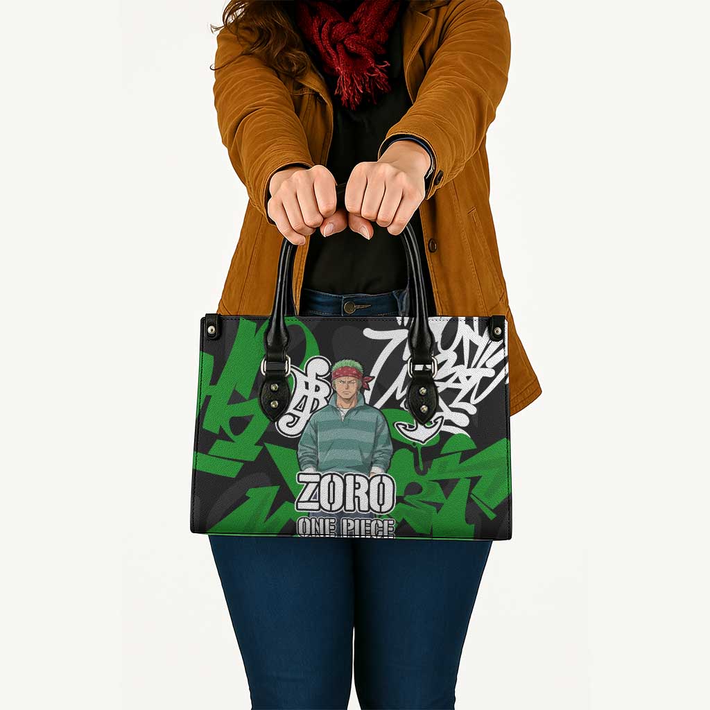 Roronoa Zoro One Piece Leather Bag Graffiti Street Art Anime Collage