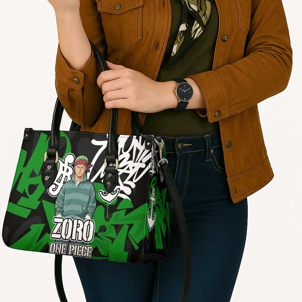 Roronoa Zoro One Piece Leather Bag Graffiti Street Art Anime Collage