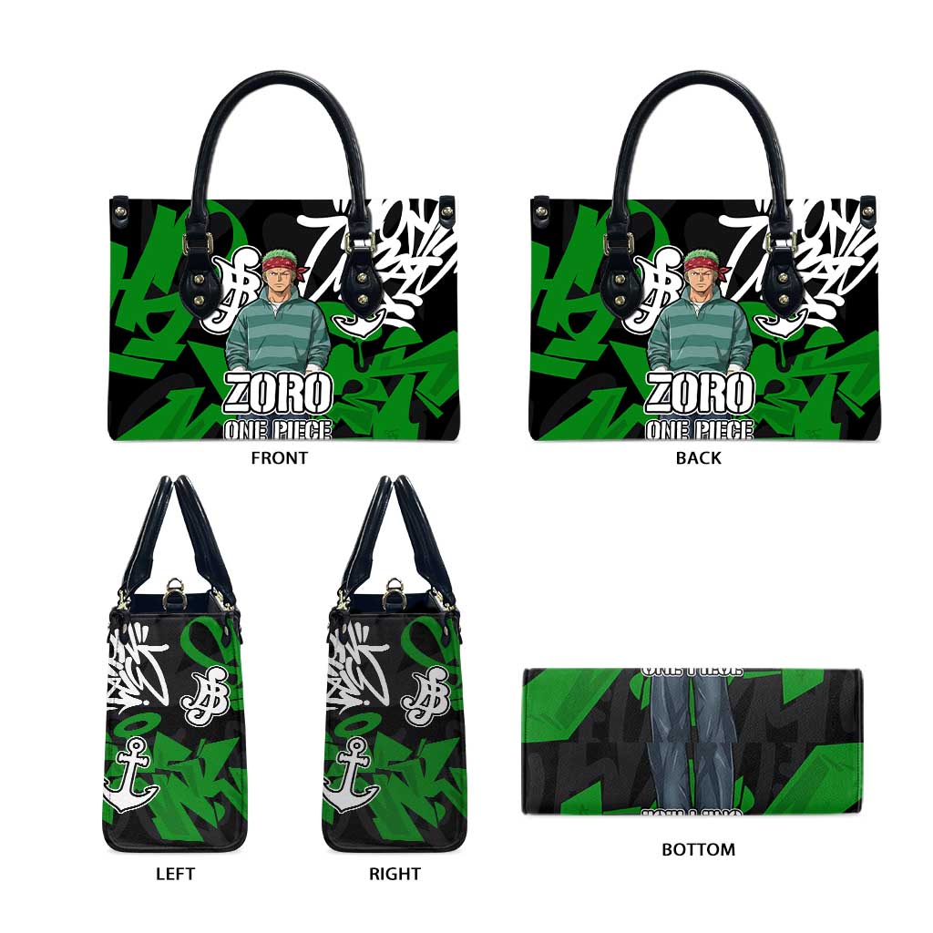 Roronoa Zoro One Piece Leather Bag Graffiti Street Art Anime Collage