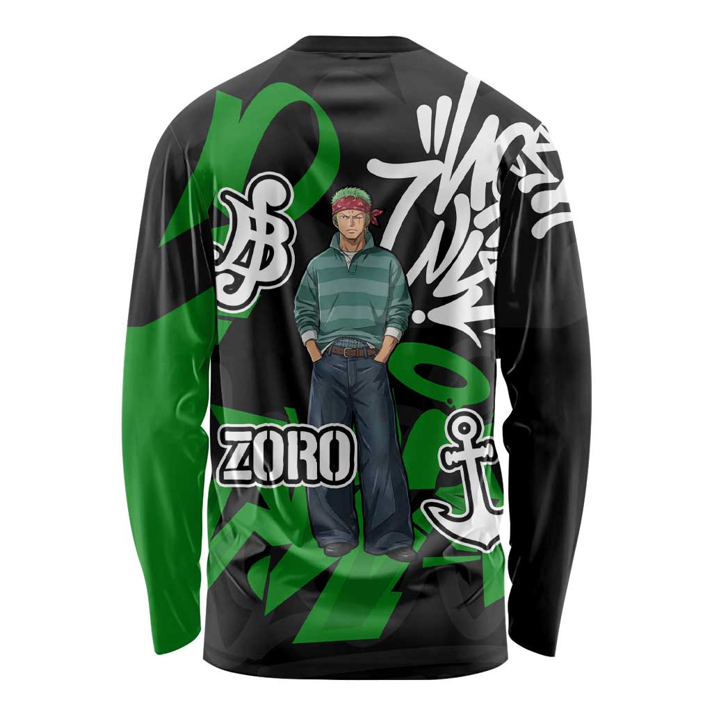 Roronoa Zoro One Piece Long Sleeve Shirt Graffiti Street Art Anime Collage