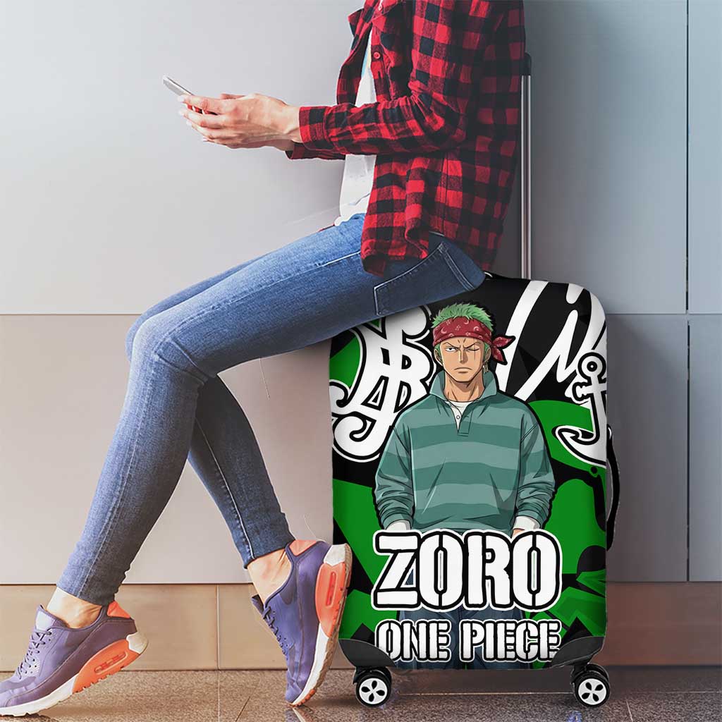 Roronoa Zoro One Piece Luggage Cover Graffiti Street Art Anime Collage