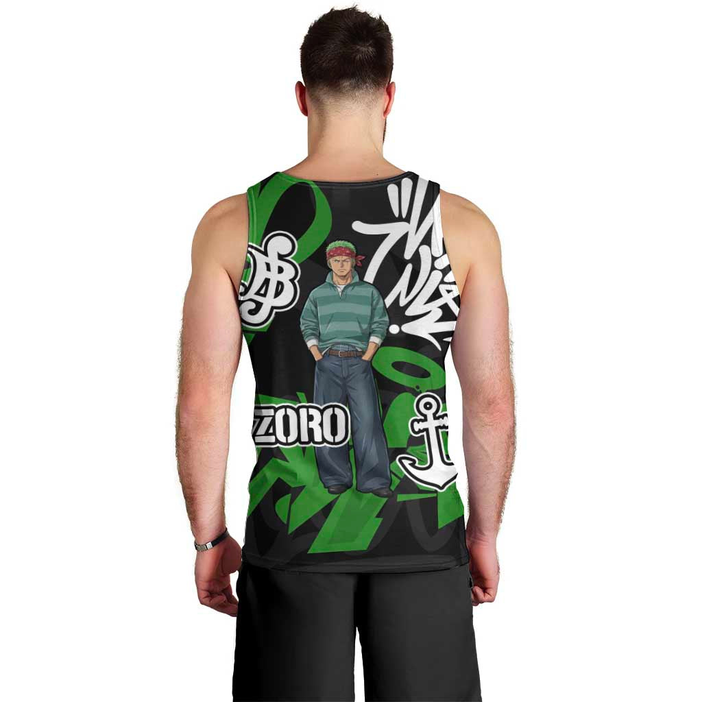 Roronoa Zoro One Piece Men Tank Top Graffiti Street Art Anime Collage