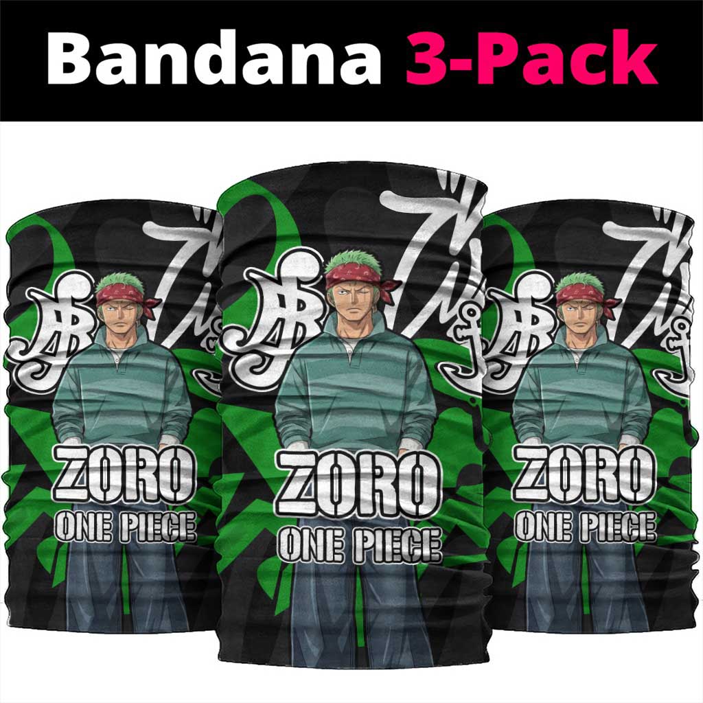 Roronoa Zoro One Piece Neck Gaiter Graffiti Street Art Anime Collage