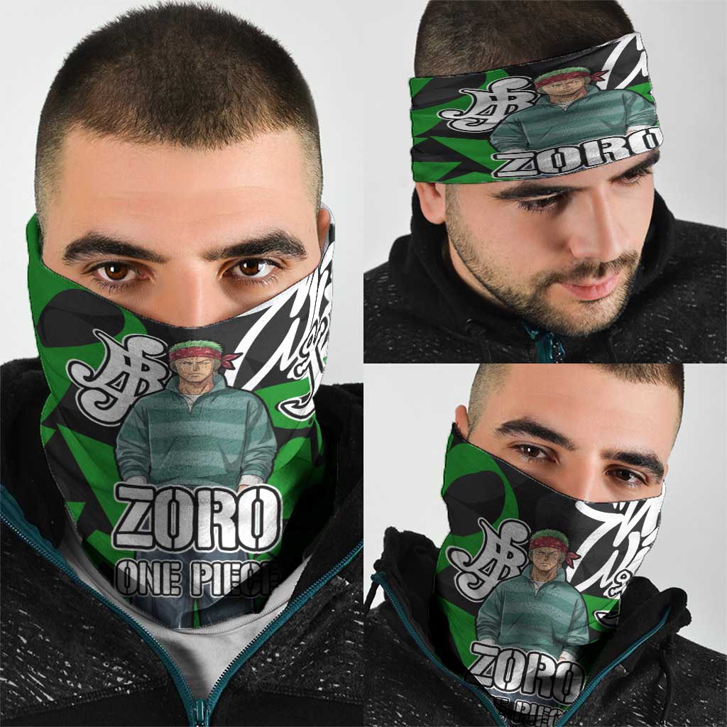 Roronoa Zoro One Piece Neck Gaiter Graffiti Street Art Anime Collage