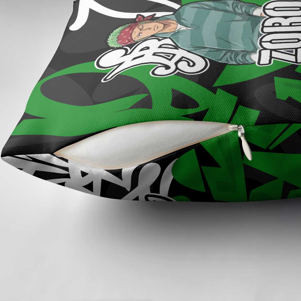 Roronoa Zoro One Piece Pillow Cover Graffiti Street Art Anime Collage