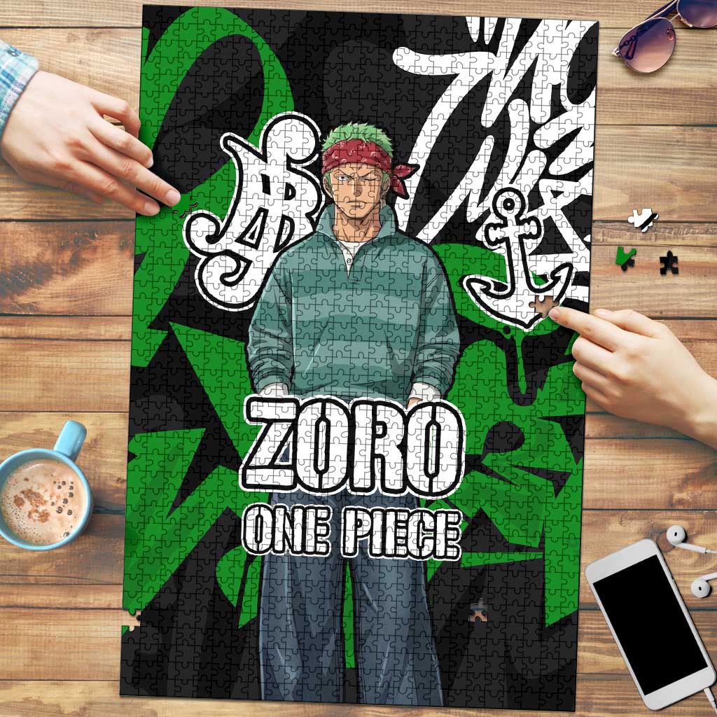 Roronoa Zoro One Piece Puzzle Graffiti Street Art Anime Collage