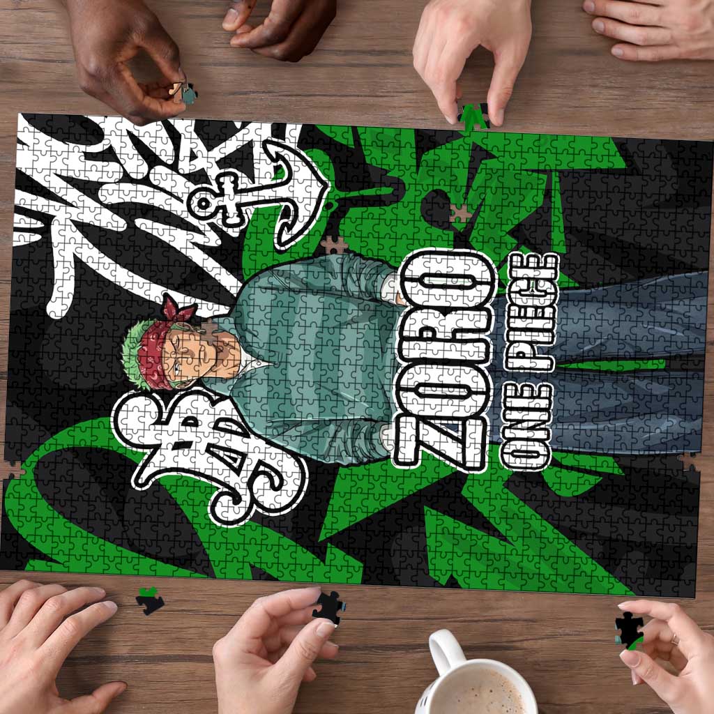 Roronoa Zoro One Piece Puzzle Graffiti Street Art Anime Collage